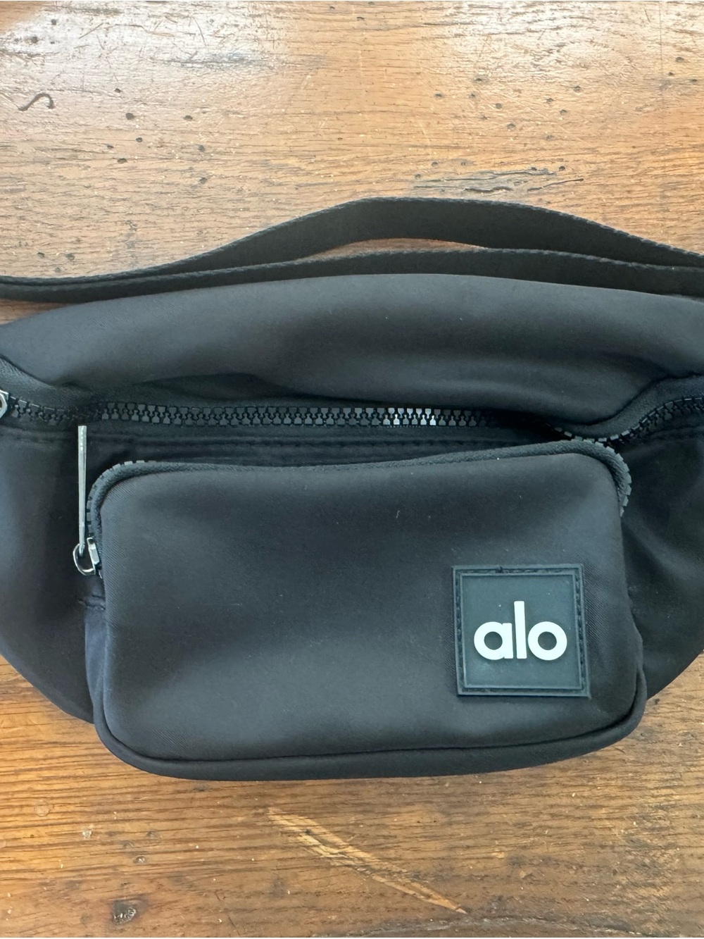 ALO Yoga Black Sling Waist Pack with Front Zip Pocket